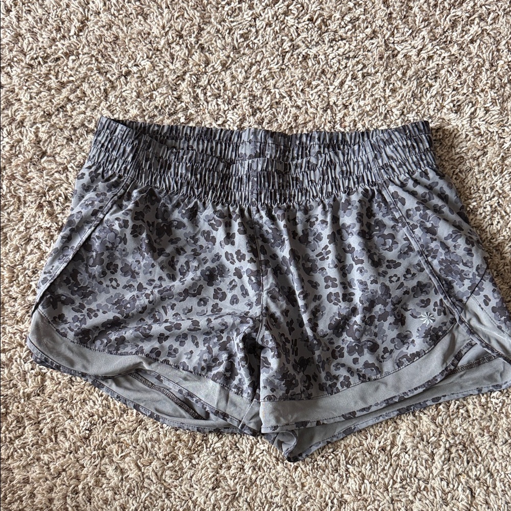 Athleta Cheetah Mesh Racer Run Shorts